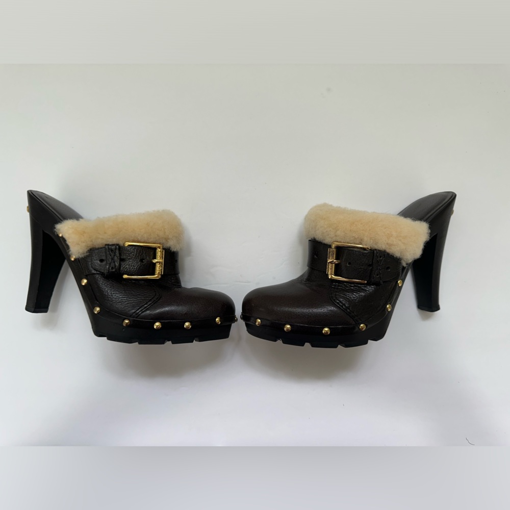 Michael Kors faux fur clogs (very dark brown), Size 7.5